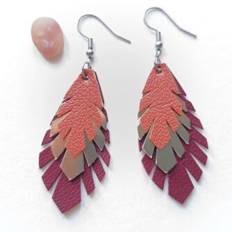 Boucles d'oreilles cuir plumes