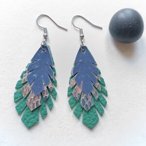 Boucles d'oreilles cuir plumes