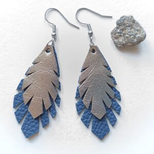 Boucles d'oreilles cuir plumes