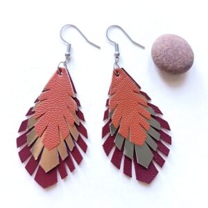 Grandes boucles d'oreilles plumes en cuir