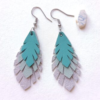 Boucles d'oreilles cuir plumes