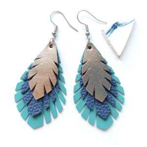 Boucles d'oreilles plumes cuir