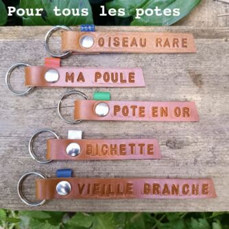 Porte-clefs en cuir lot potes